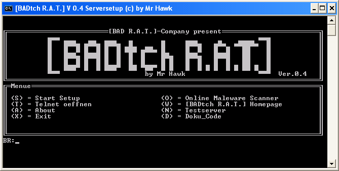BADtch R.A.T. 0.4 (Backdoor.BAT.Zahl.a)