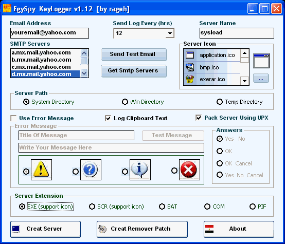 EgySpy KeyLogger 1.12 (Trojan-Spy.Win32.ESpy.h)